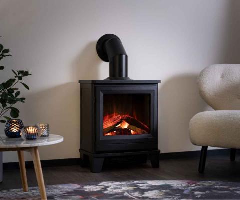 Preview: Elektrokaminofen Trimline Fires Horizon mit Rohr